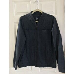 Kane & Unke Bomber Style Jacket Mens Medium Nylon Blend Dark Gray / Black
